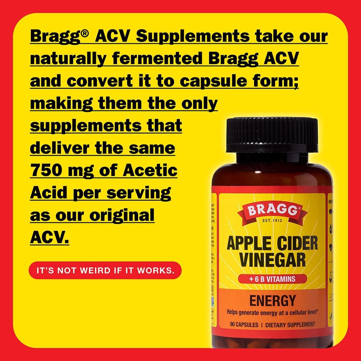 Bragg Apple Cider Vinegar + B Vitamins – 90 Capsules - Image 9
